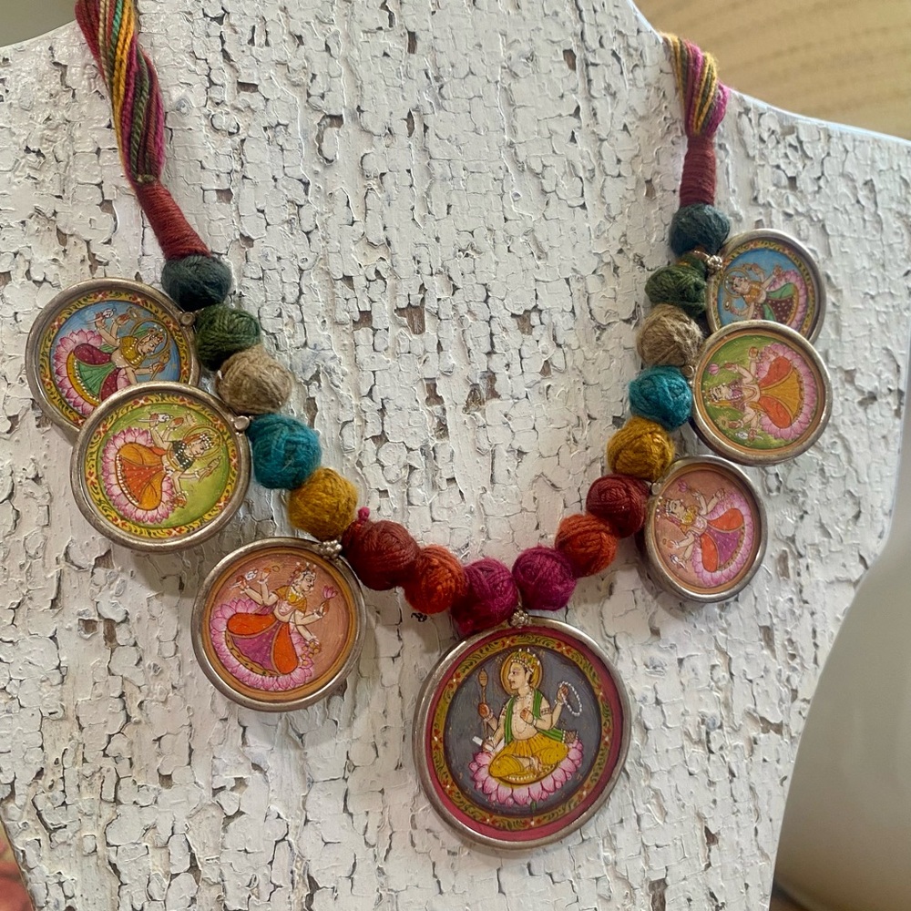 NWOT Handcrafted Indian Deities Multi Pendant Necklace